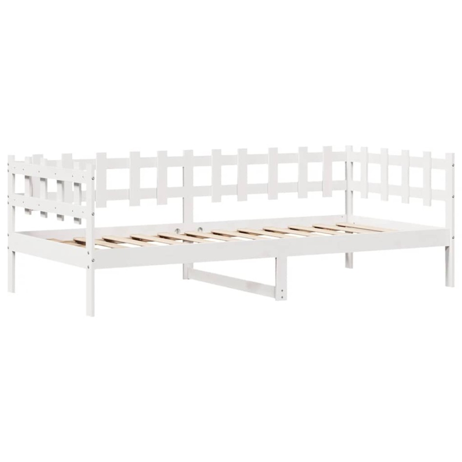 Sofá cama con cajones madera maciza de pino blanca 90x190