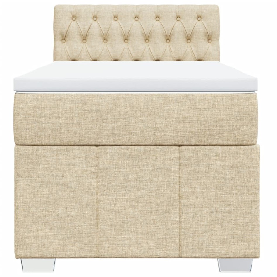 Cama box spring con colchón tela color crema 100x200