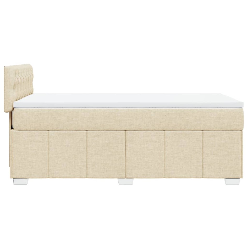 Cama box spring con colchón tela color crema 100x200