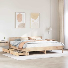 Estructura de cama sin colchón madera maciza de pino 180x200