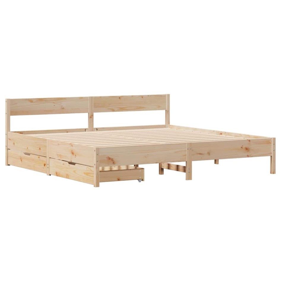 Estructura de cama sin colchón madera maciza de pino 180x200