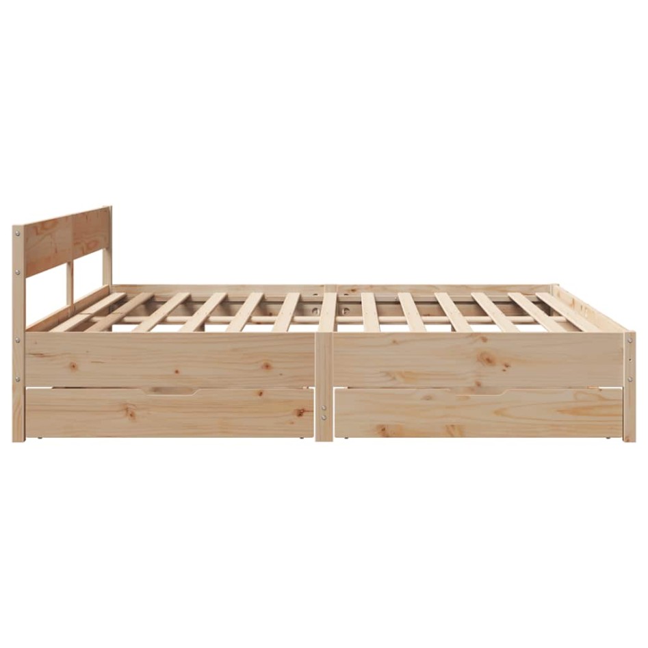 Estructura de cama sin colchón madera maciza de pino 180x200