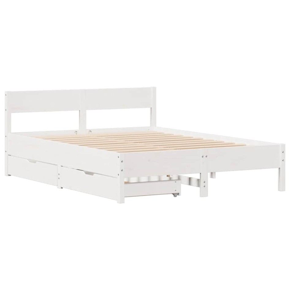 Estructura de cama sin colchón madera maciza blanca 120x190