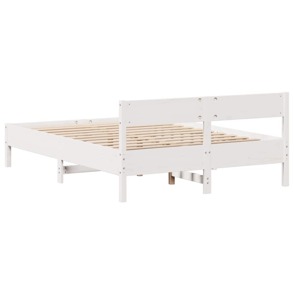 Estructura de cama sin colchón madera maciza blanca 120x190