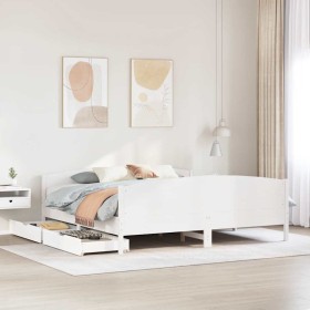Cama sin colchón madera maciza de pino blanca 180x200