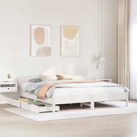Cama sin colchón madera maciza de pino blanca 180x200
