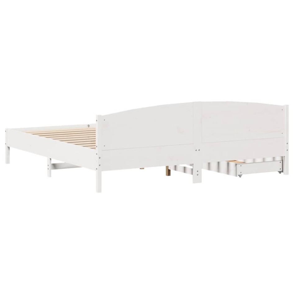 Cama sin colchón madera maciza de pino blanca 180x200