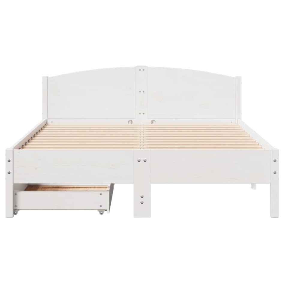 Estructura de cama sin colchón madera de pino blanca 150x200
