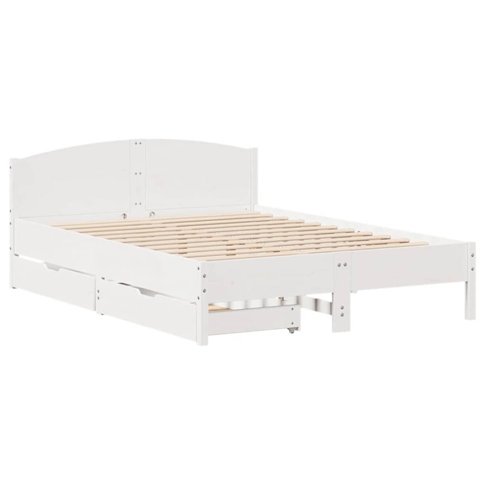Estructura de cama sin colchón madera de pino blanca 120x200