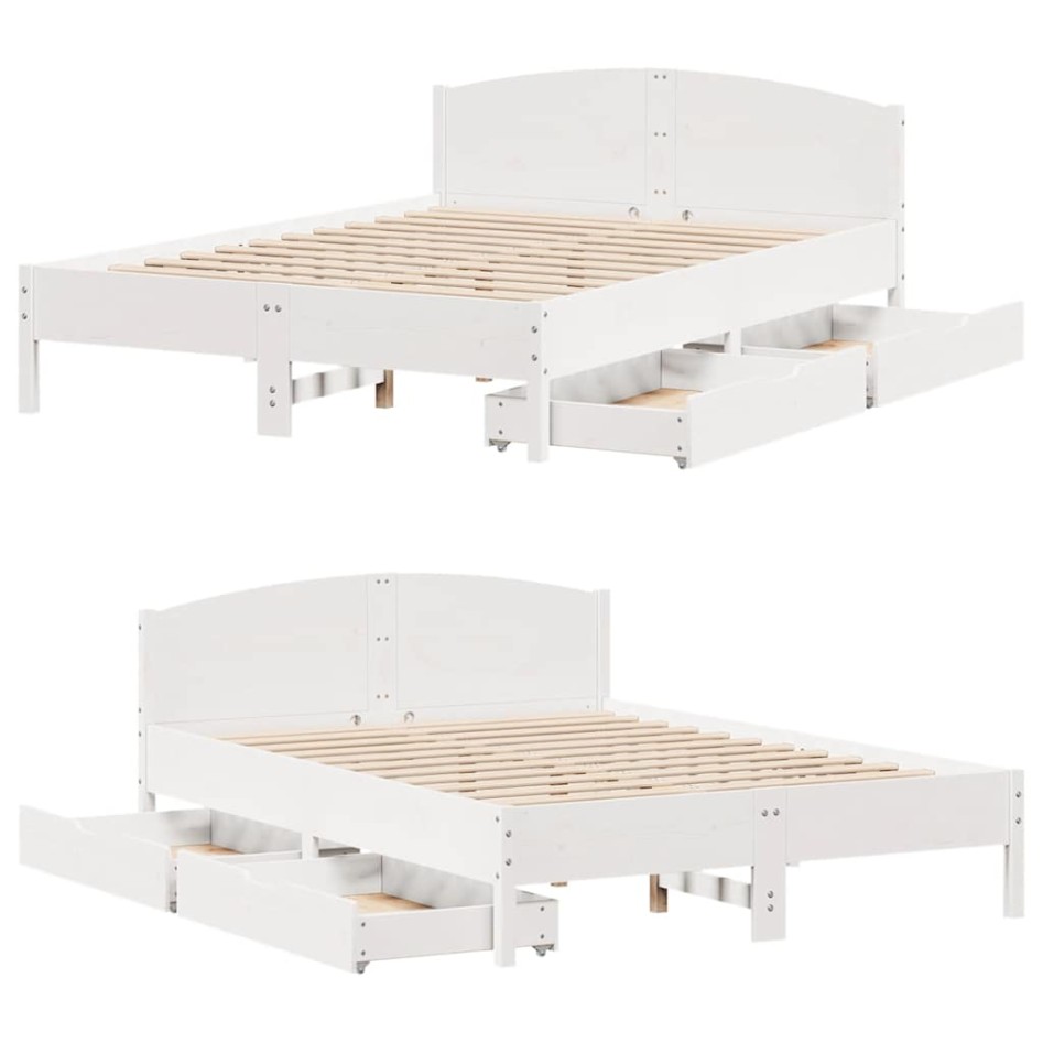 Estructura de cama sin colchón madera de pino blanca 120x200