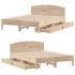 Estructura de cama sin colchón madera maciza de pino 140x190