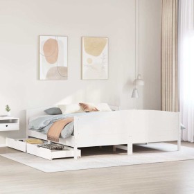 Estructura de cama sin colchón madera maciza blanca 200x200