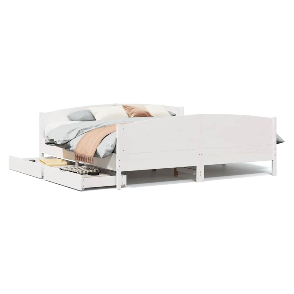 Estructura de cama sin colchón madera maciza blanca 200x200