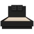 Estructura de cama con cabecero y luces LED negro 100x200