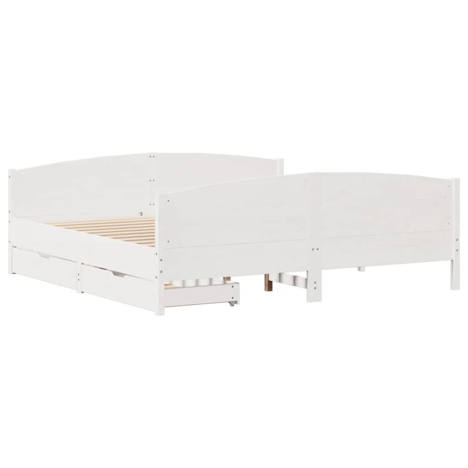 Estructura de cama sin colchón madera maciza blanca 200x200