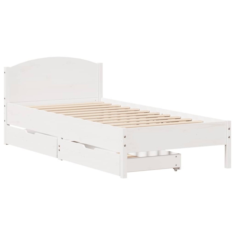 Estructura de cama sin colchón madera de pino blanca 90x200