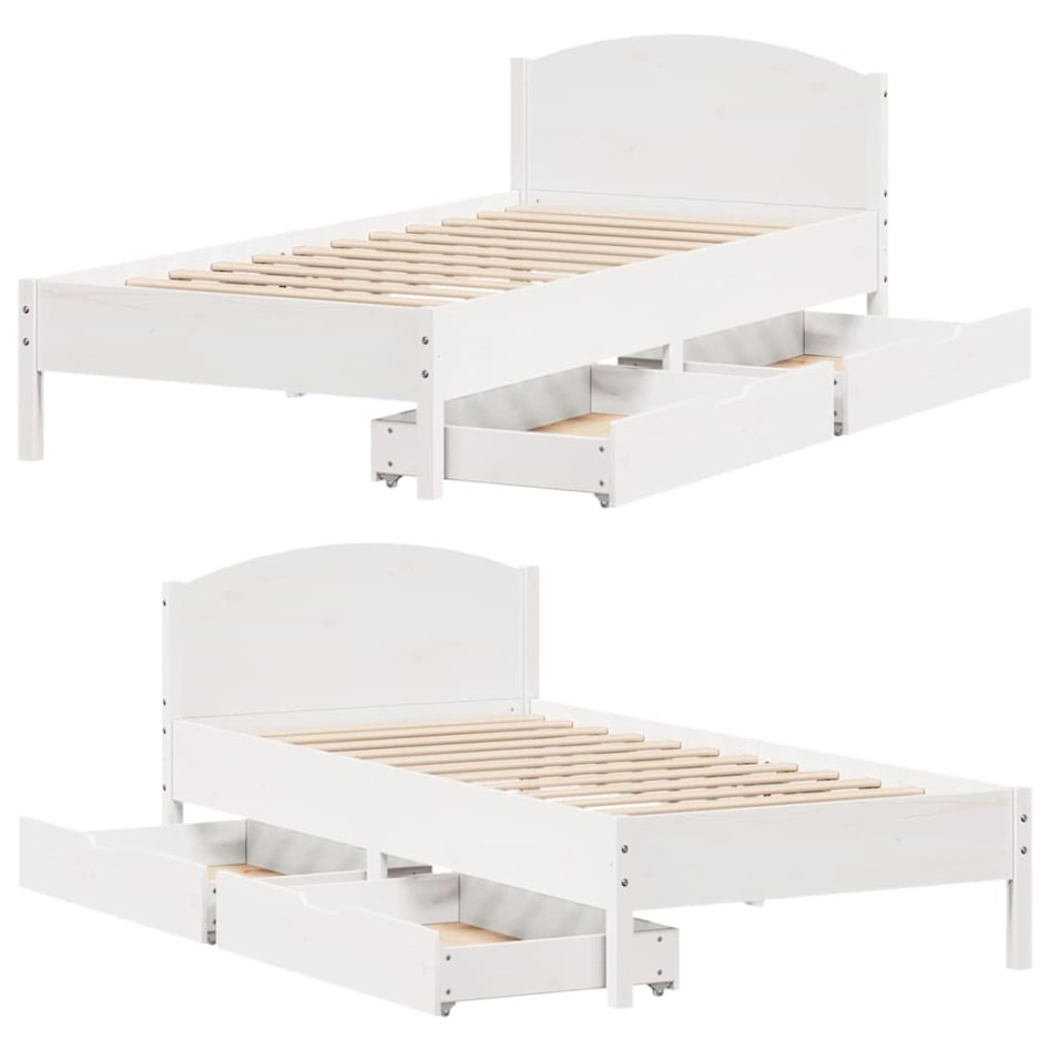 Estructura de cama sin colchón madera de pino blanca 90x200