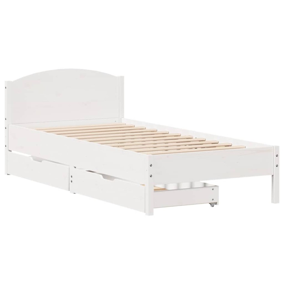 Estructura de cama sin colchón madera maciza blanca 75x190
