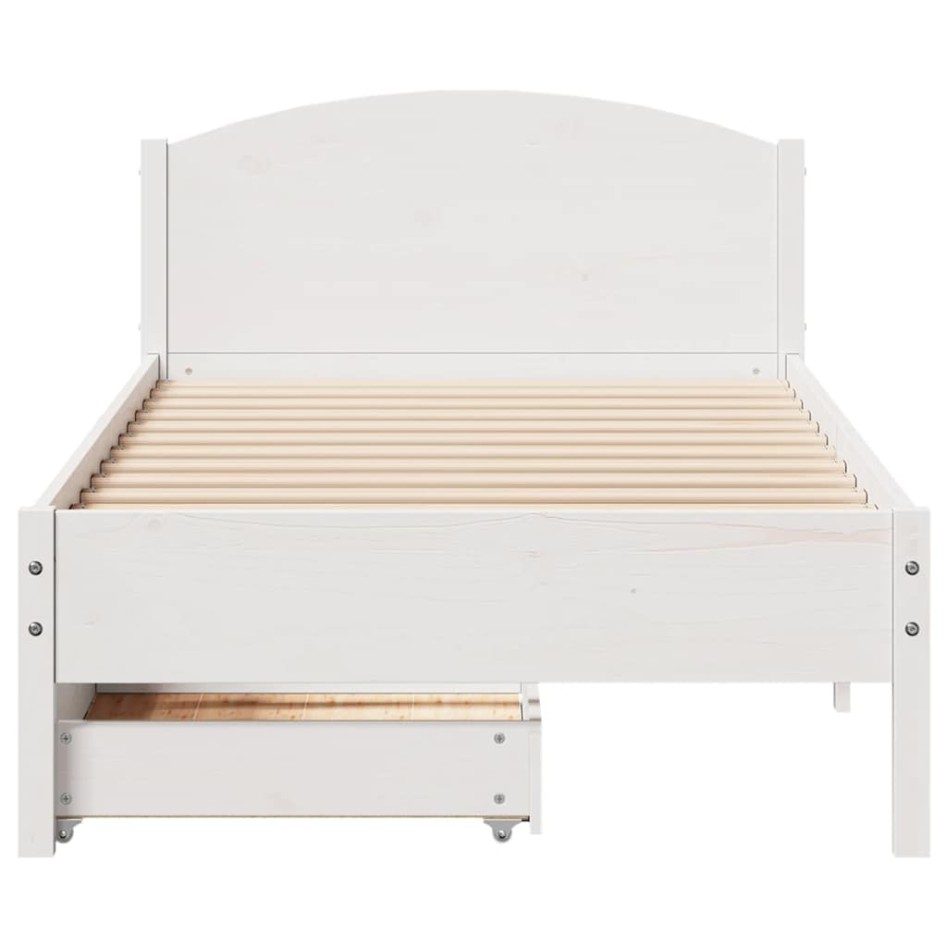 Estructura de cama sin colchón madera maciza blanca 75x190