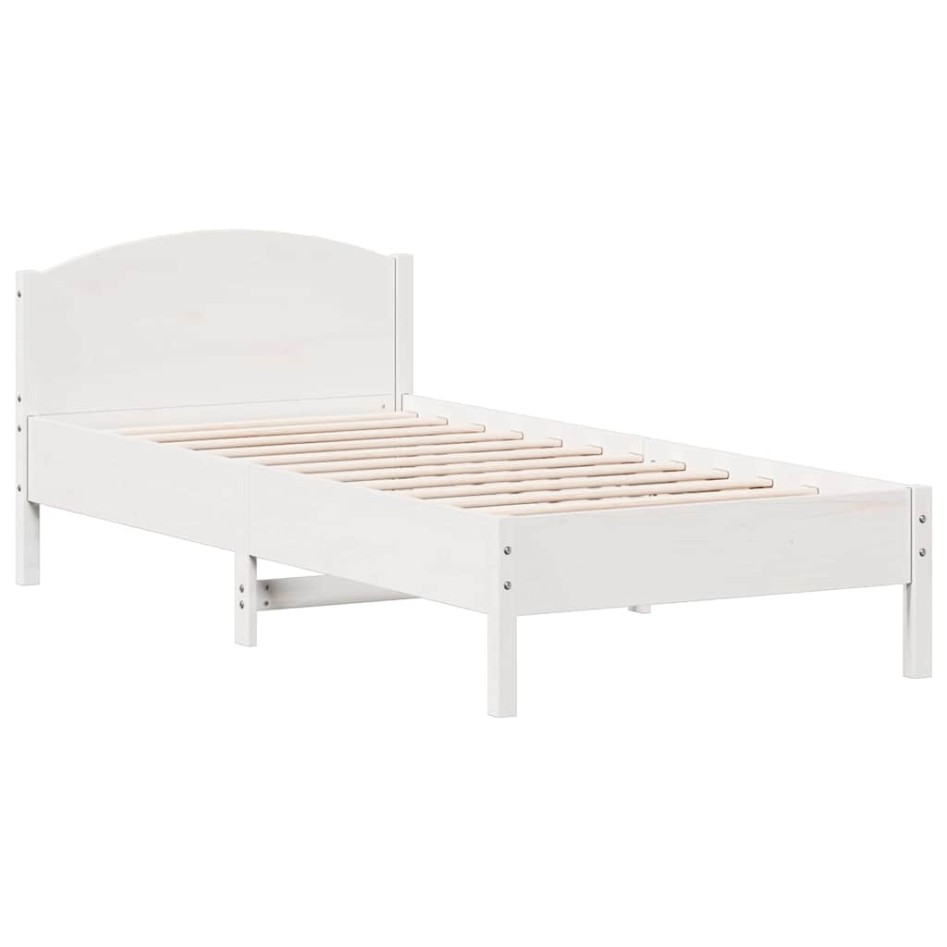 Estructura de cama sin colchón madera maciza blanca 75x190
