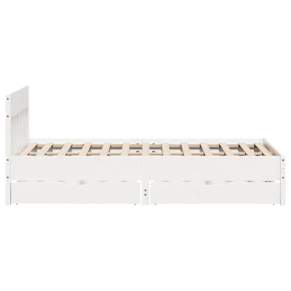 Estructura de cama sin colchón madera de pino blanca 140x200