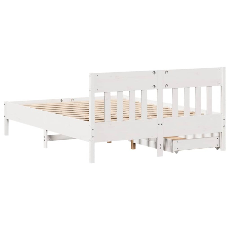 Estructura de cama sin colchón madera de pino blanca 140x200