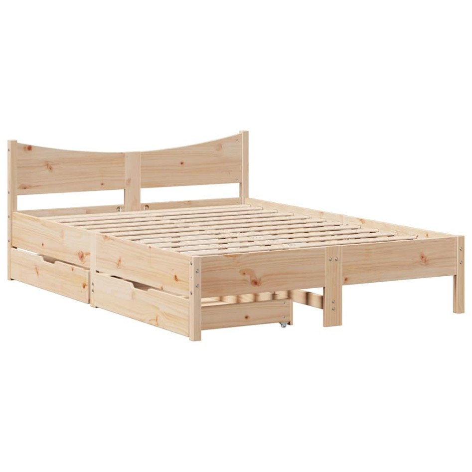 Estructura de cama con cajones madera maciza de pino 120x200