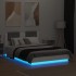 Estructura de cama con cabecero y luces LED blanco 140x190