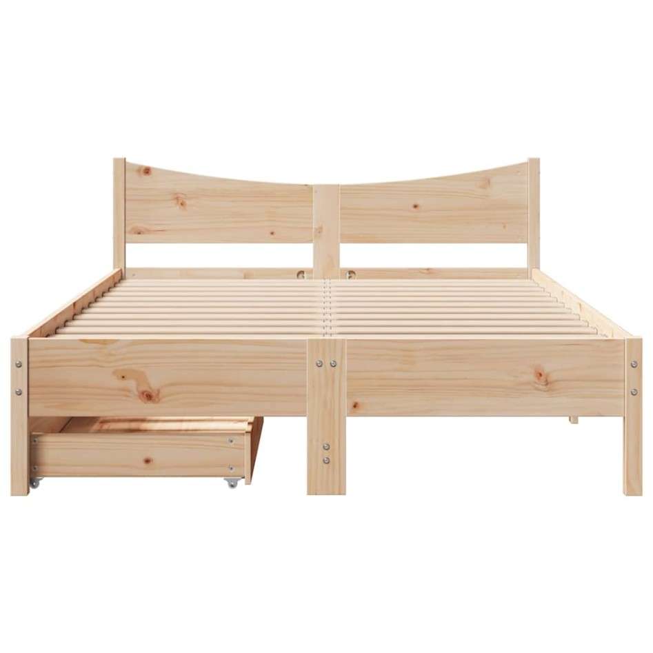 Estructura de cama con cajones madera maciza de pino 120x200
