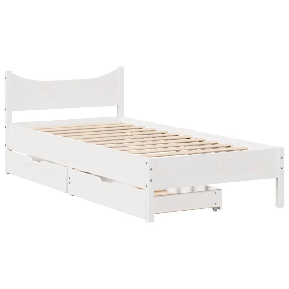 Estructura cama con cajones madera maciza pino blanco 90x200