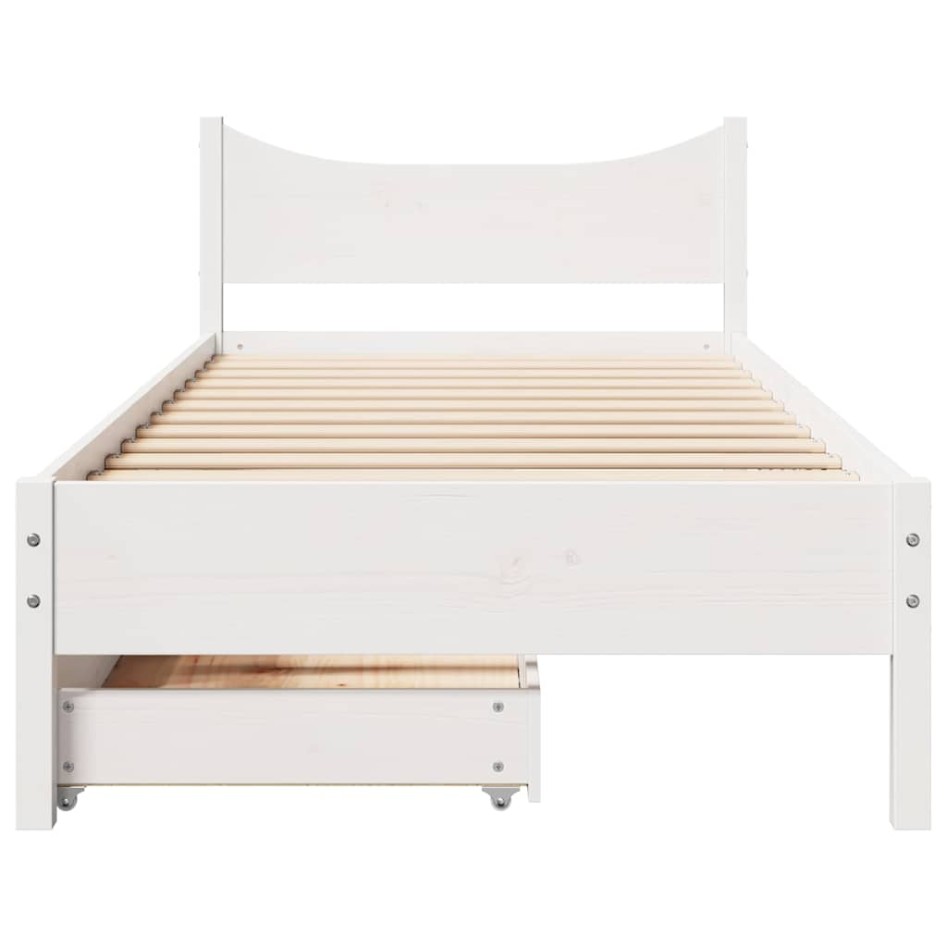 Estructura cama con cajones madera maciza pino blanco 90x200