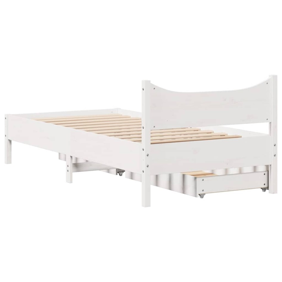 Estructura cama con cajones madera maciza pino blanco 90x200
