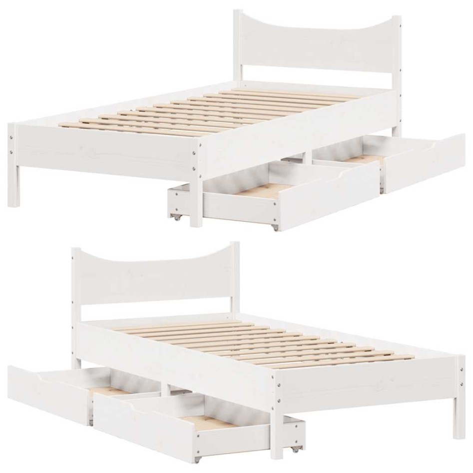 Estructura cama con cajones madera maciza pino blanco 90x200