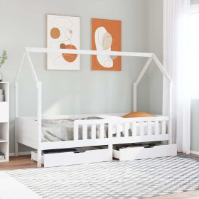Estructura de cama infantil con cajones madera pino 90x190