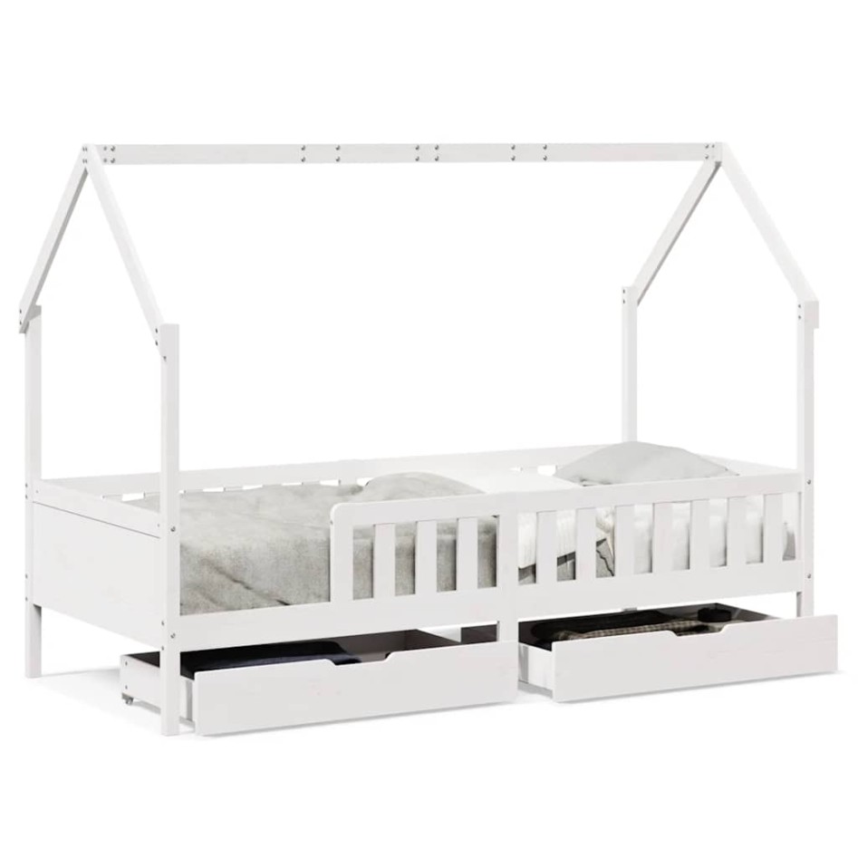 Estructura de cama infantil con cajones madera pino 90x190