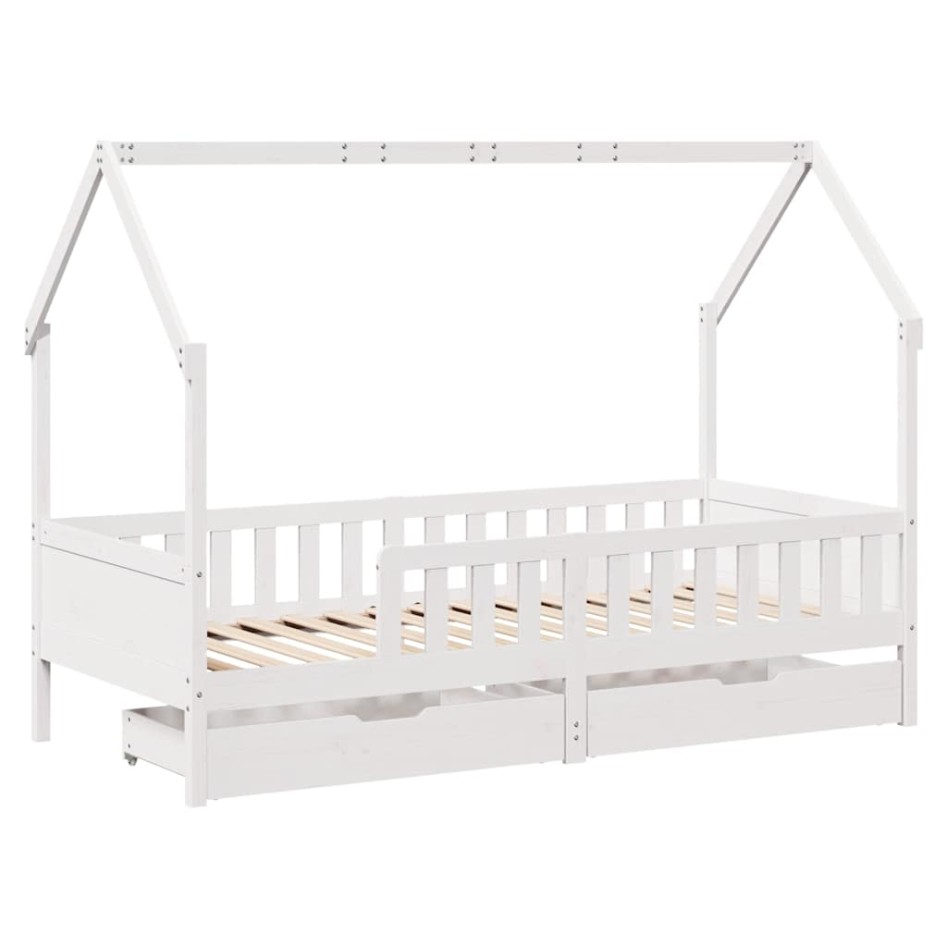 Estructura de cama infantil con cajones madera pino 90x190
