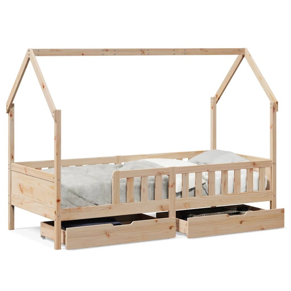 Estructura de cama para niños con cajones madera pino 90x200