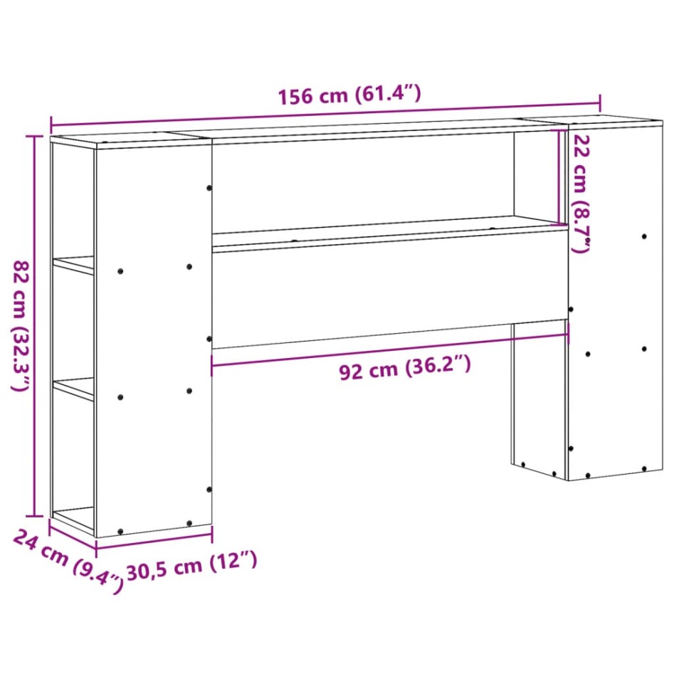 Cabecero de cama con almacenaje madera maciza de pino 150