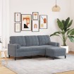 Sofá de 3 plazas con taburete de terciopelo gris oscuro 180 cm