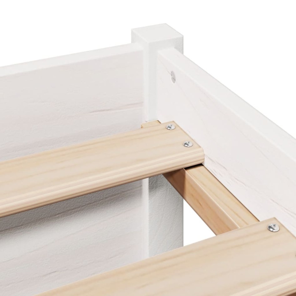 Cama con estantería sin colchón madera maciza blanca 140x200