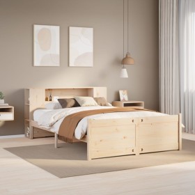Cama con estantería sin colchón madera maciza de pino