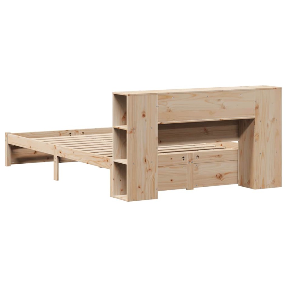 Cama con estantería sin colchón madera maciza de pino