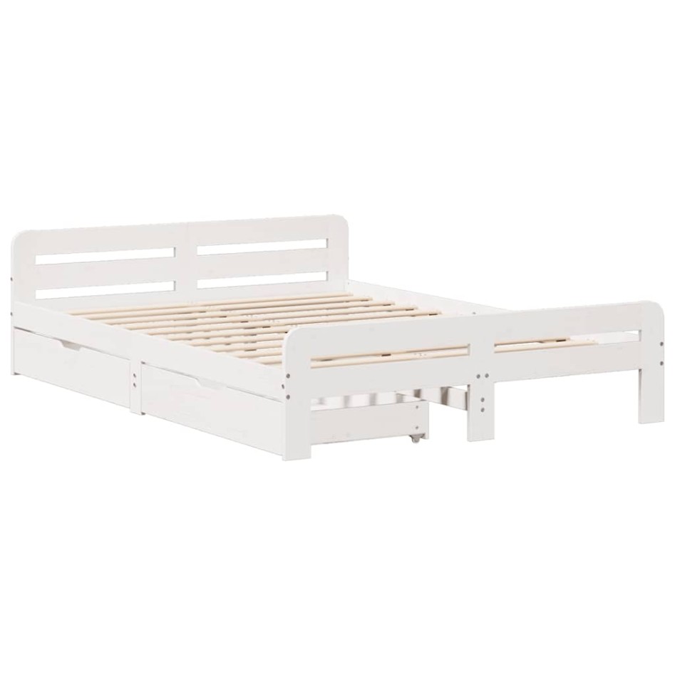 Estructura de cama sin colchón madera de pino blanca 150x200