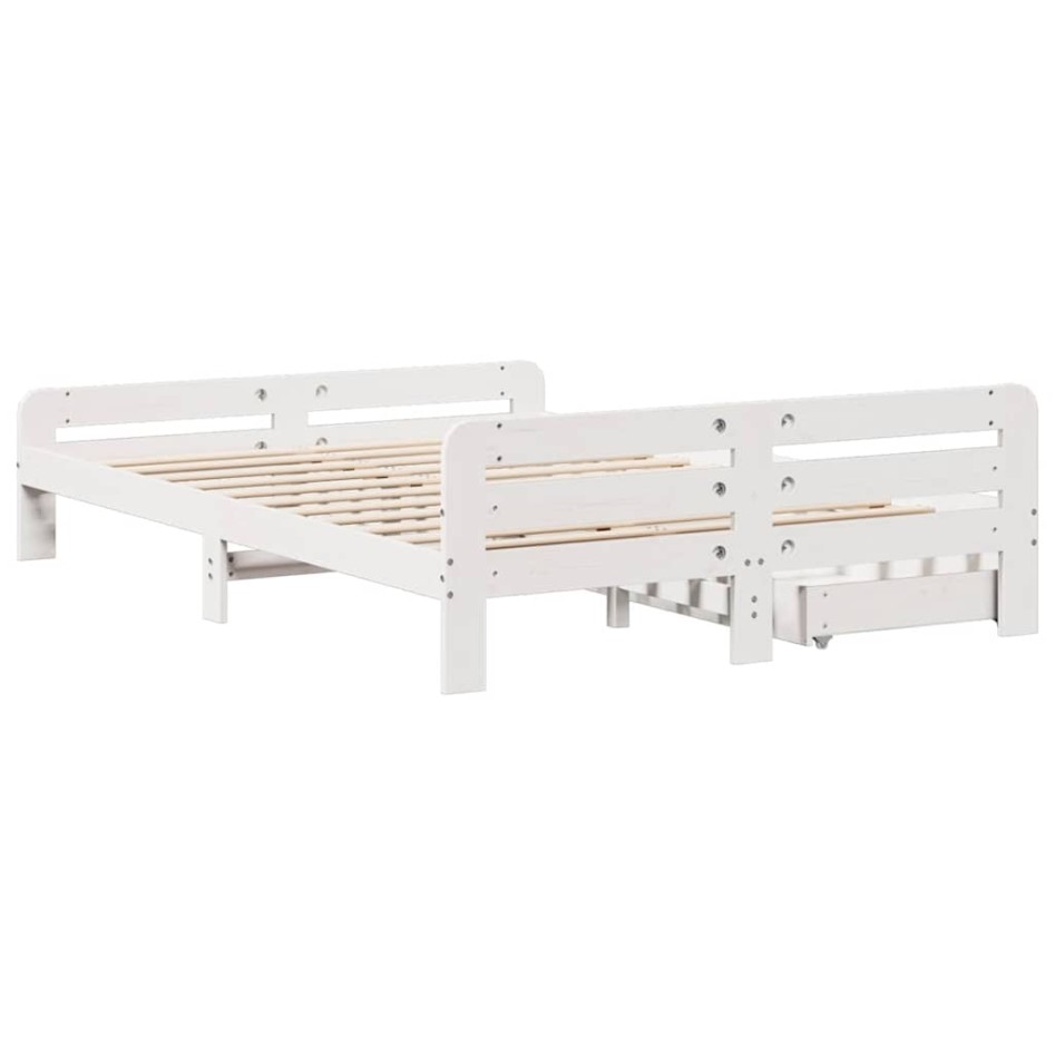 Estructura de cama sin colchón madera de pino blanca 150x200