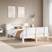 Cama con estantería sin colchón madera maciza blanca 120x200 cm