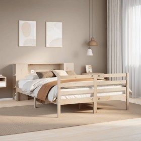 Cama con estantería sin colchón madera maciza de pino