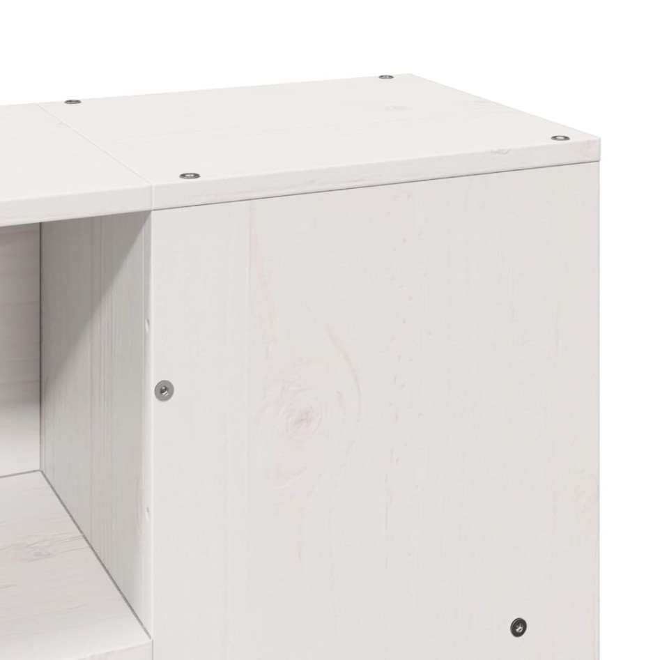 Cama con estantería sin colchón madera maciza blanca 140x190