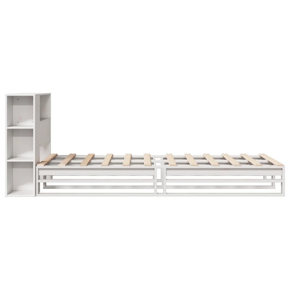 Cama con estantería sin colchón madera maciza blanca 75x190