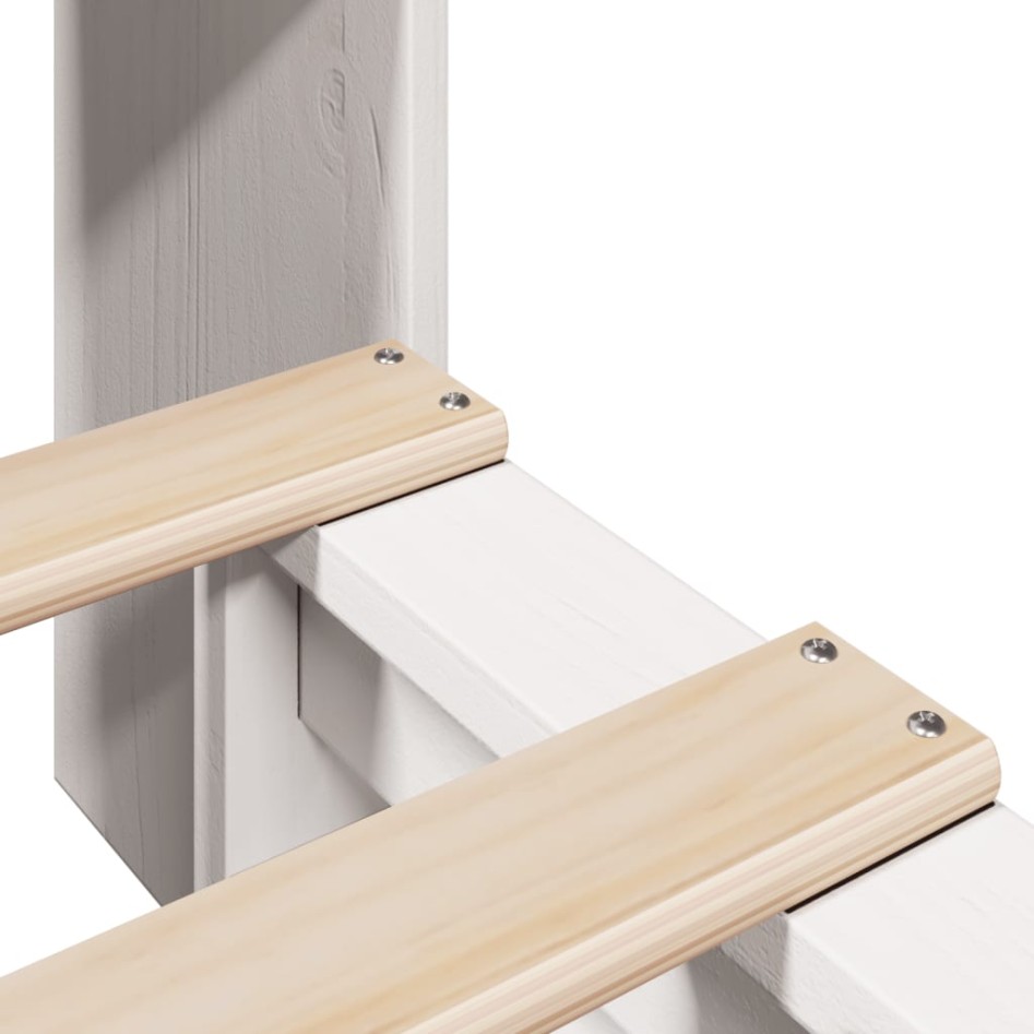 Cama con estantería sin colchón madera maciza blanca 75x190