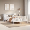 Cama con estantería sin colchón madera maciza blanca 160x200 cm
